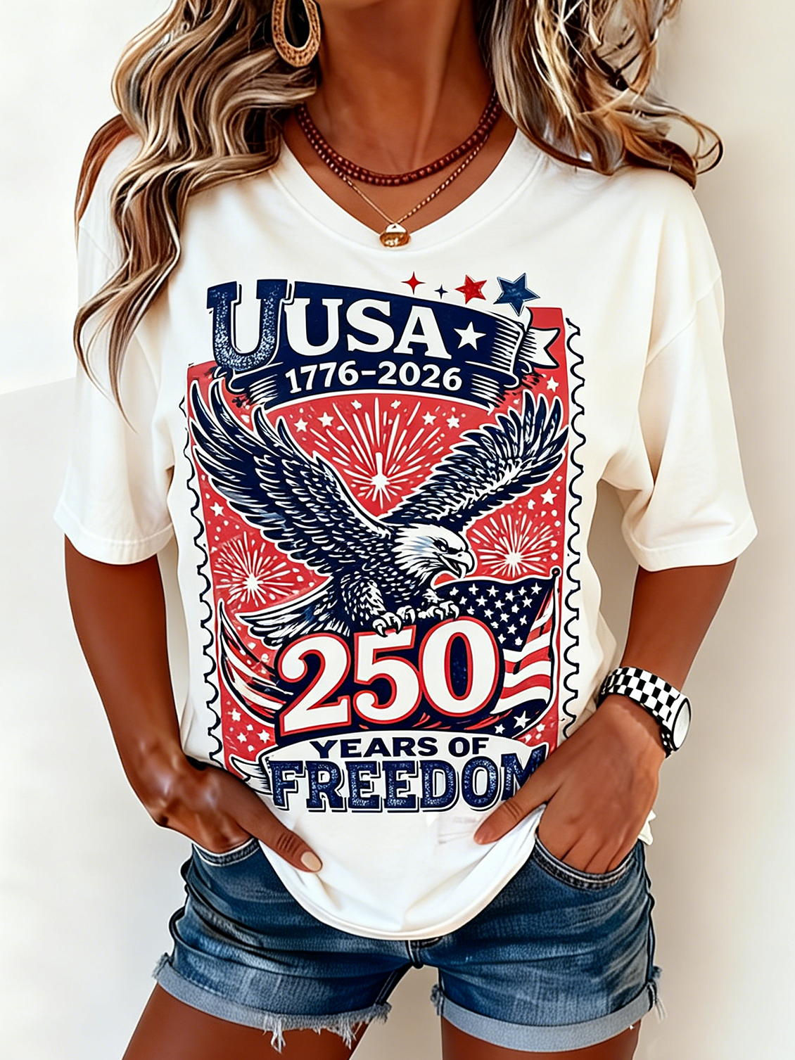 250th anniversary Crew Neck Independence Day Casual Regular Fit T-Shirt