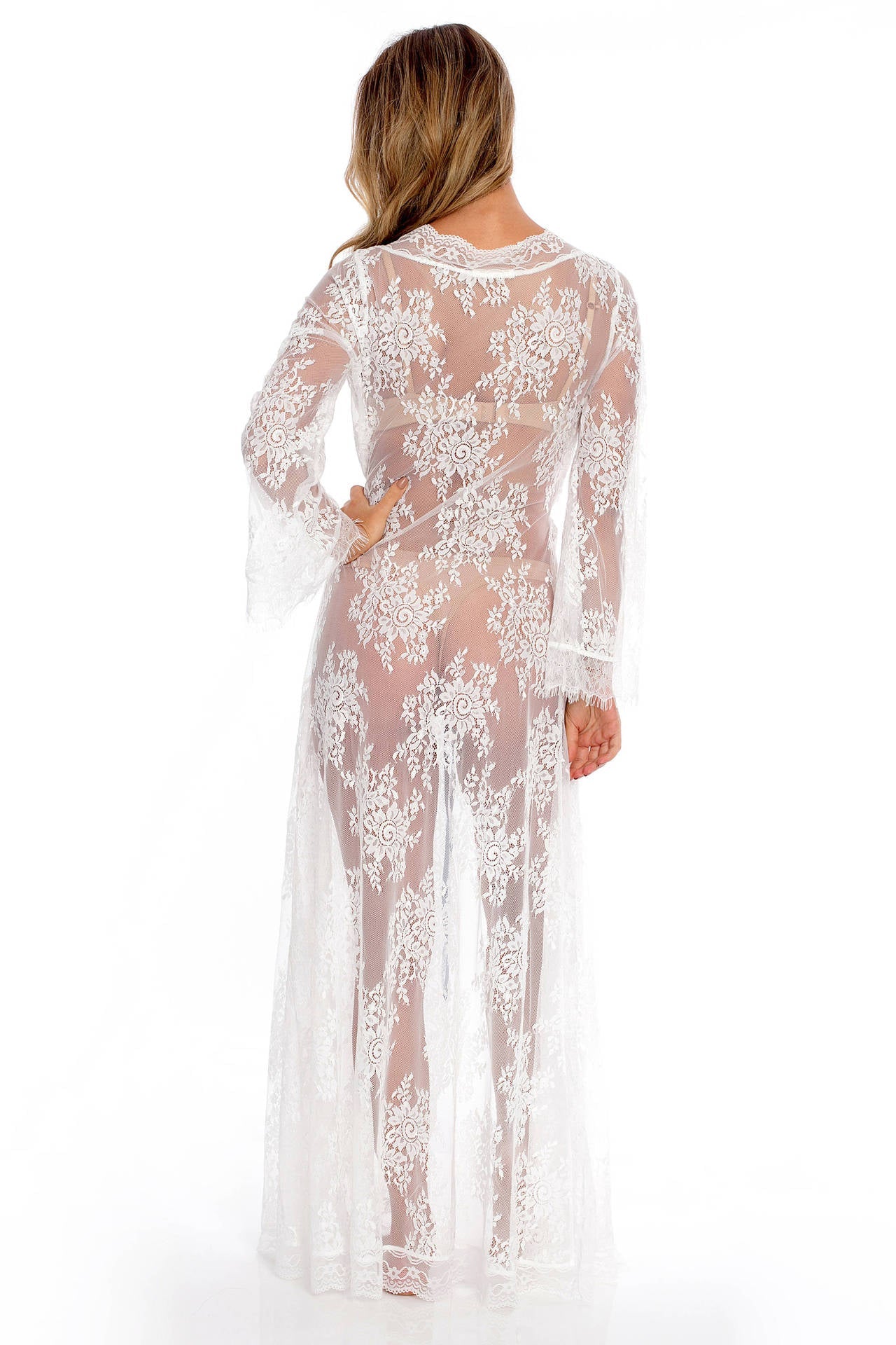Lace-Trim Sun Protection Beach Maxi Cover-Up | Summer Resort Dress