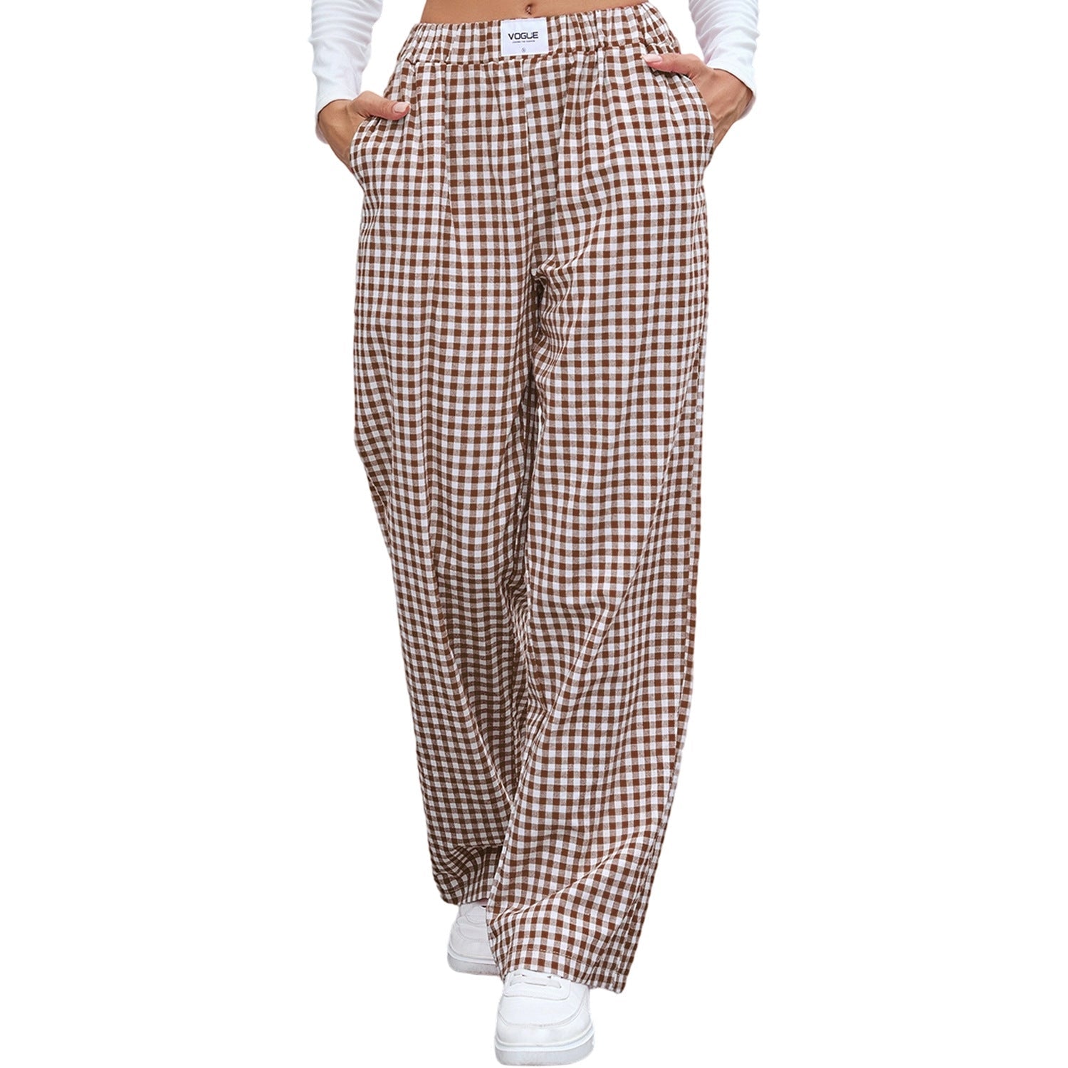 Cotton Plaid Loose Lounge Pants | Casual Long Pants for Everyday Wear