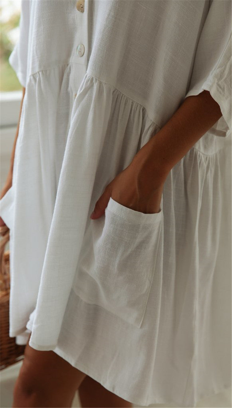 Women Button Loose Beach Cover-Up