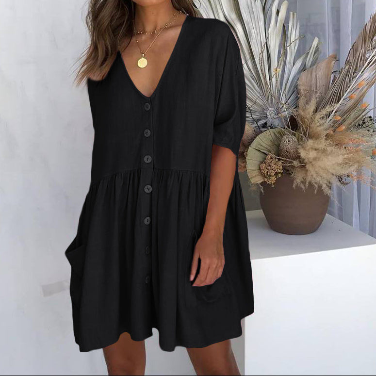 Women Button Loose Beach Cover-Up