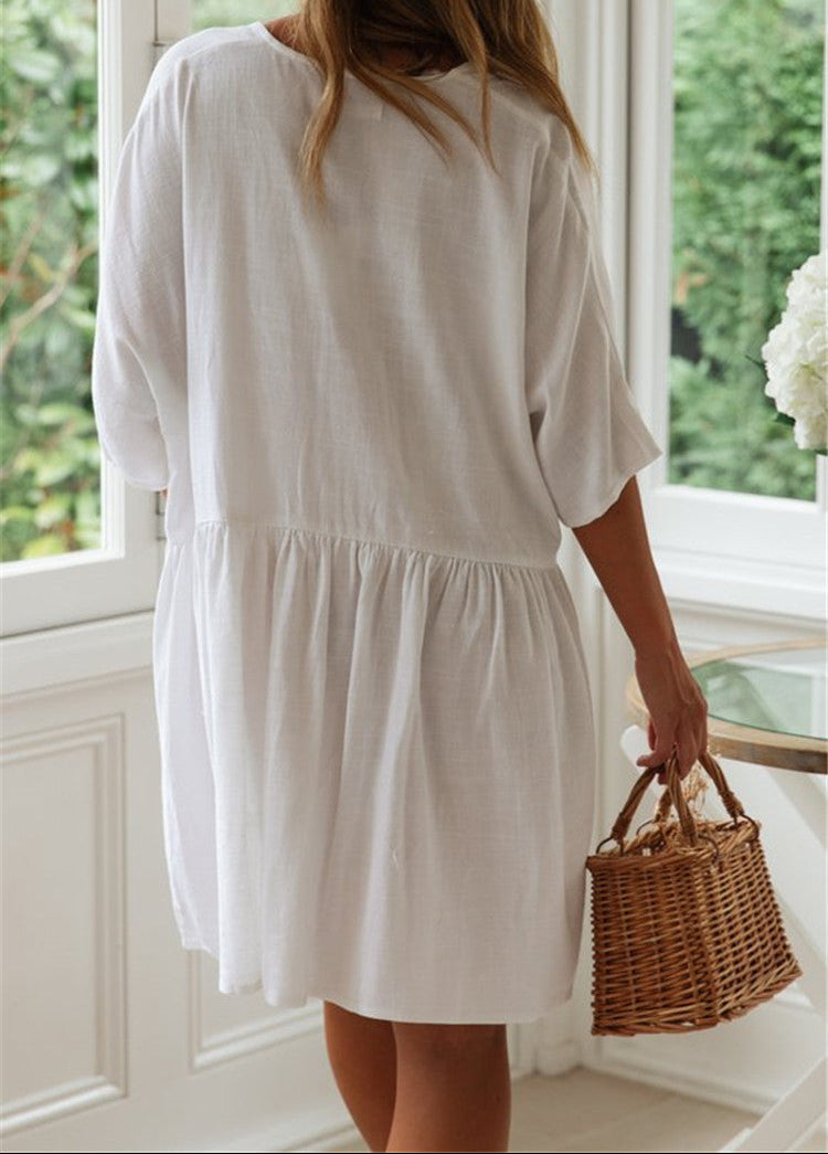 Women Button Loose Beach Cover-Up
