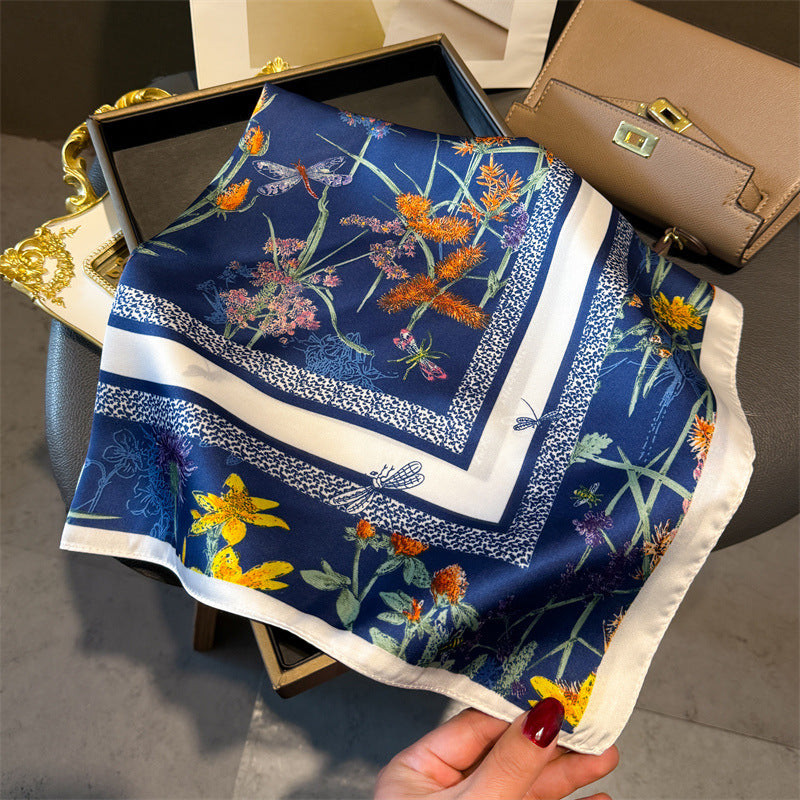 Printed Square Silk-Feel Scarf | Versatile Neck & Hair Accessory