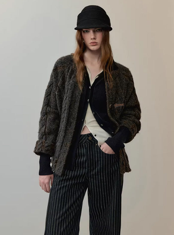 Handcrafted Cable-Knit Wool Cardigan Coat