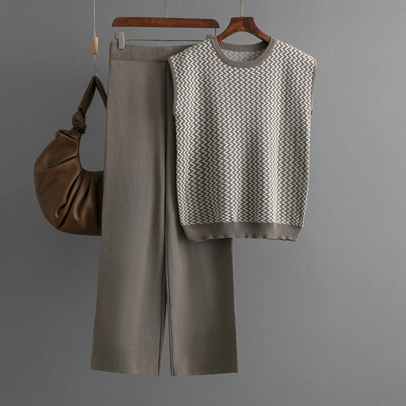 Two-Piece Knit Vest and Pants Set
