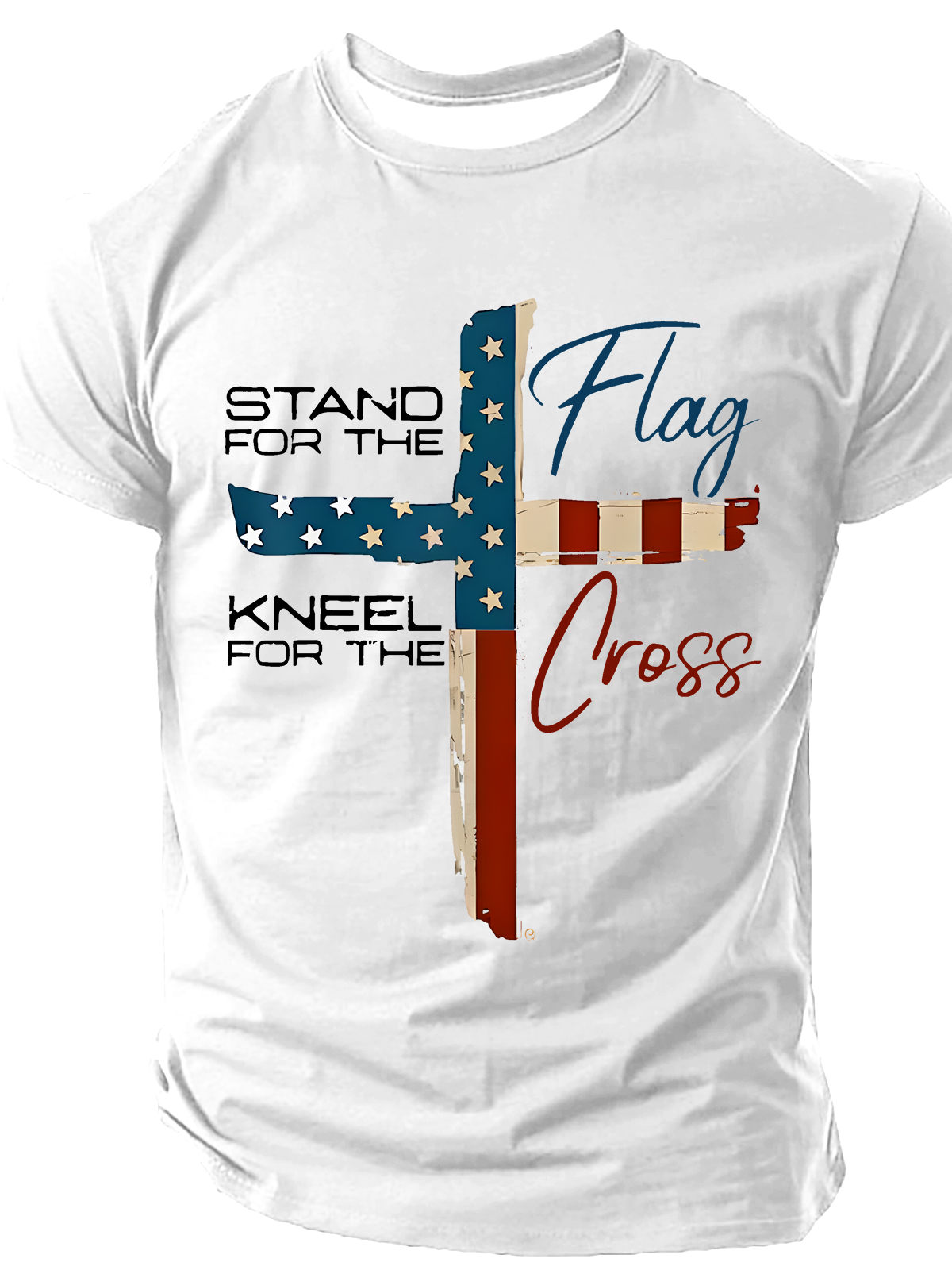 Stand For The Flag I Kneel For The Cross Cotton T-Shirt