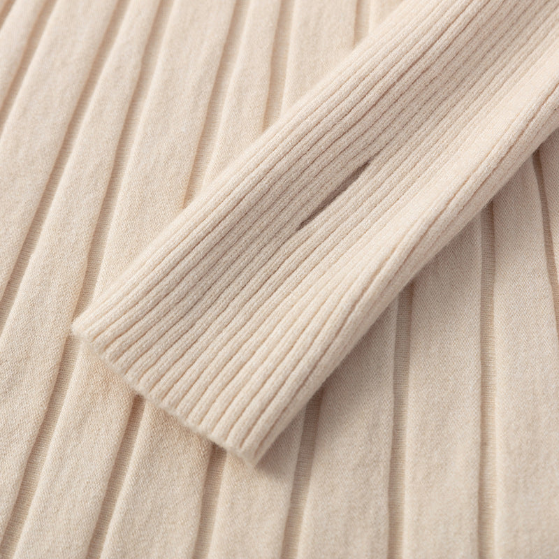 Solid Knit Maxi Dress with A-Line Flared Skirt