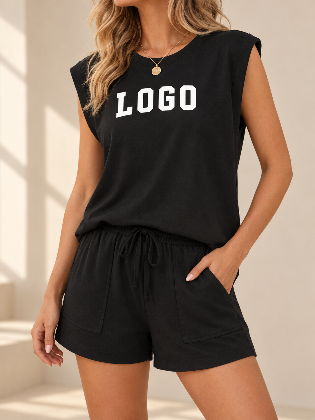 Custom Sleeveless T-Shirt and Shorts Set