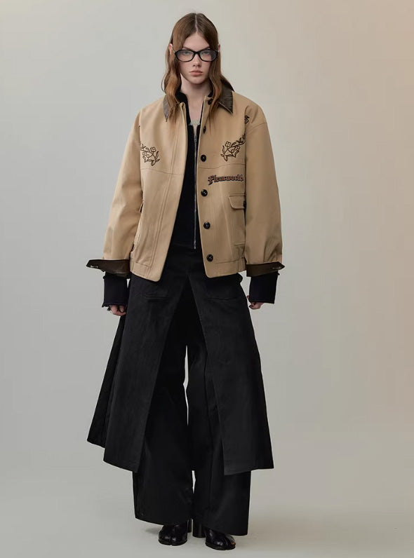 Embroidered Floral Padded Cropped Jacket