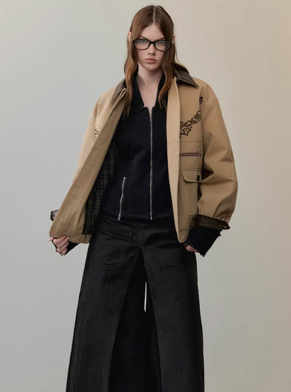 Embroidered Floral Padded Cropped Jacket