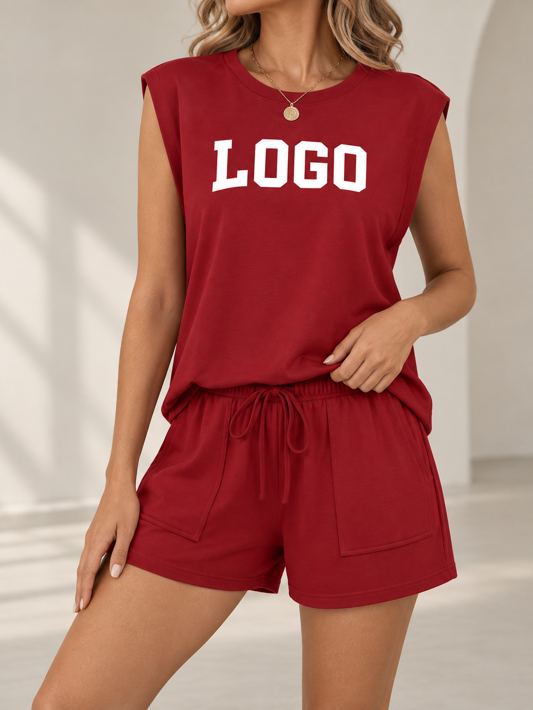 Custom Sleeveless T-Shirt and Shorts Set