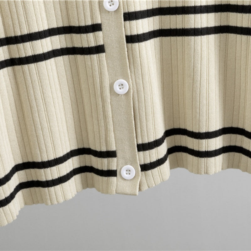 Striped Knit Cardigan and Pants Set