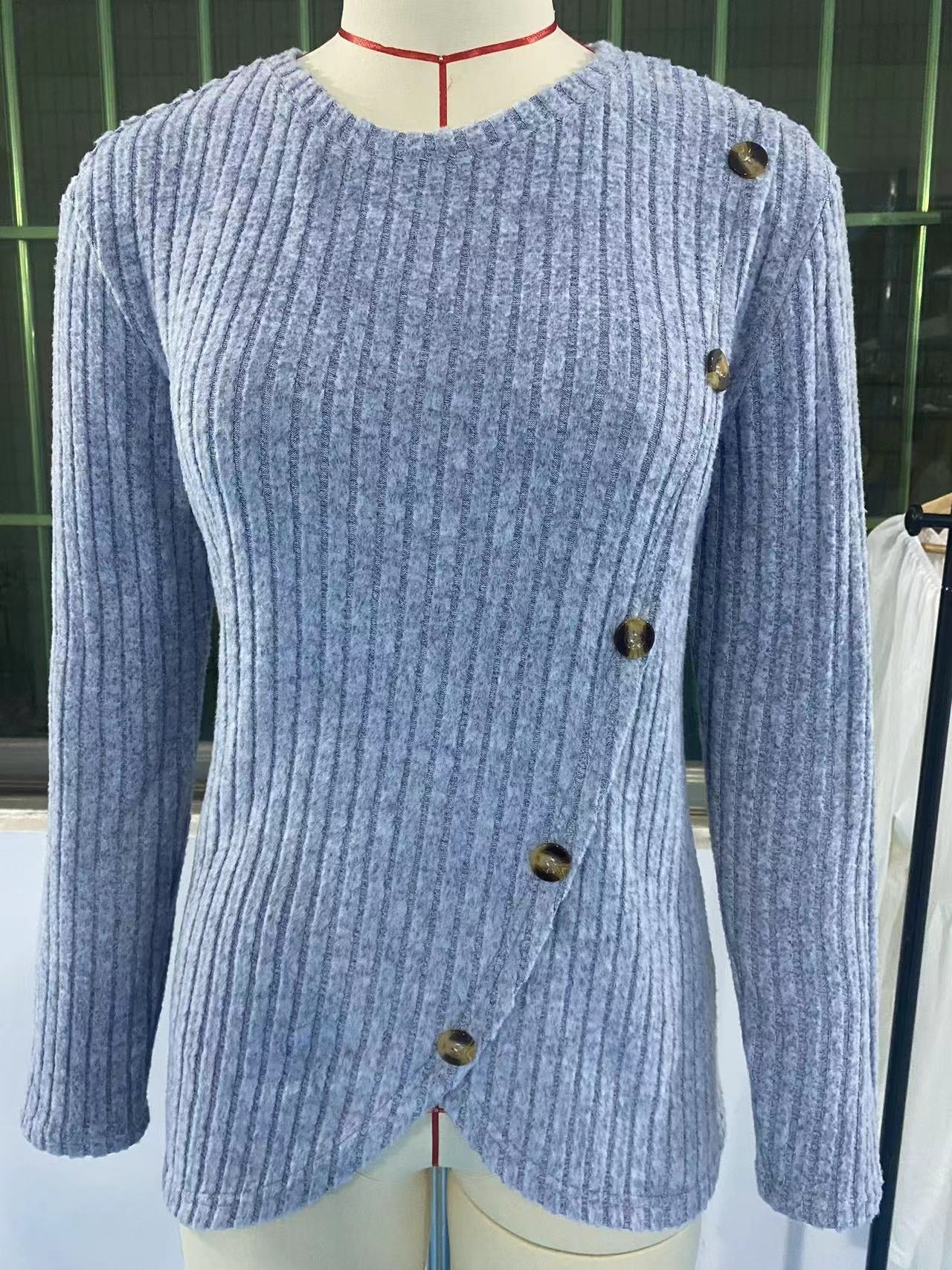 Brushed Rayon Crew Neck Tulip Hem Long Sleeve Top | Soft Layering Boutique Top