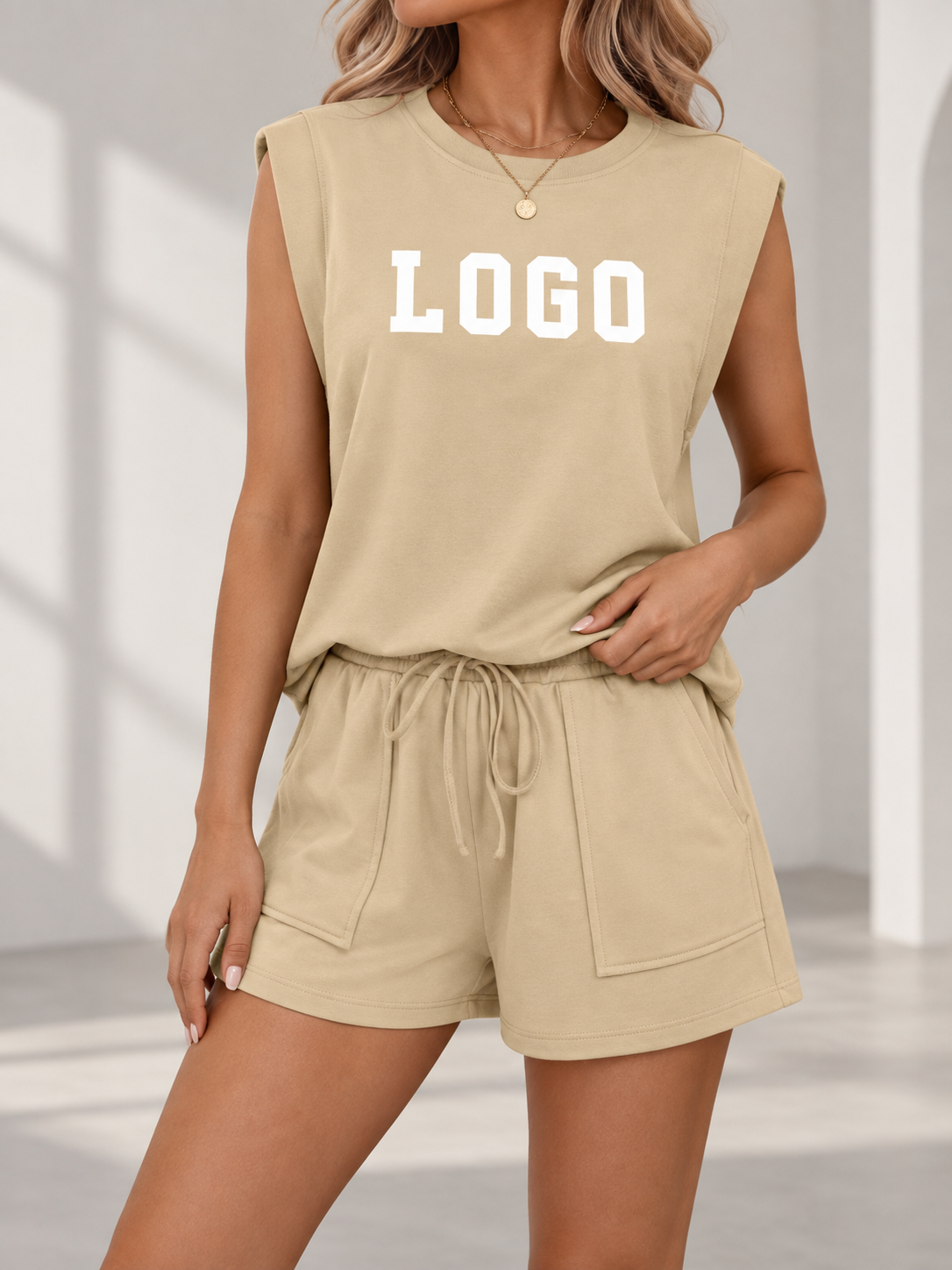 Custom Sleeveless T-Shirt and Shorts Set