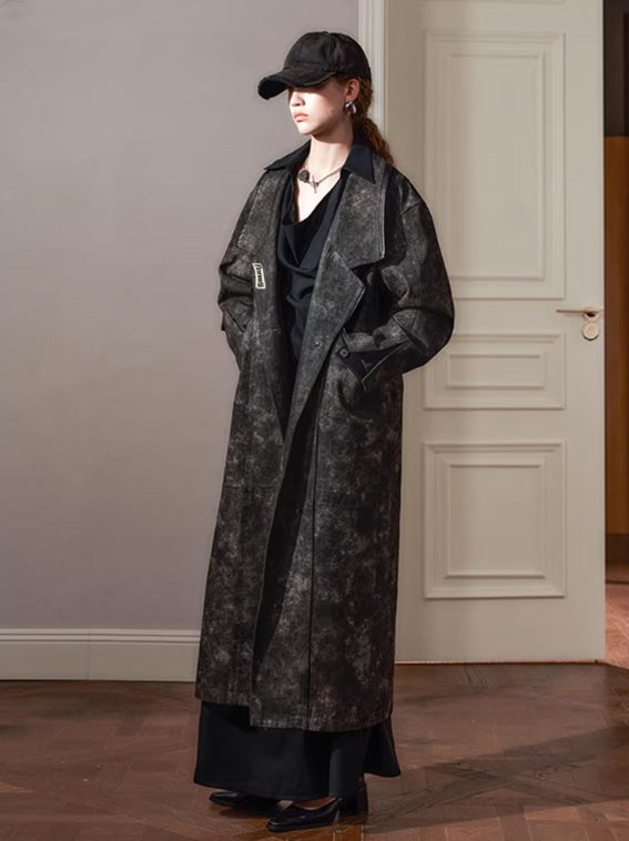 Post-Apocalyptic Denim-Patch Leather Coat