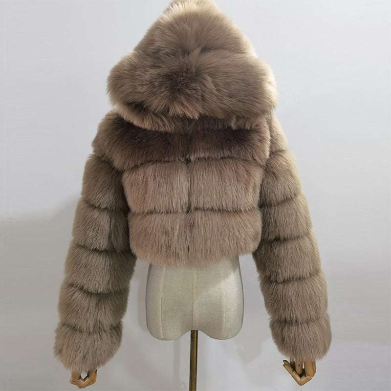 Plush Chunky Knit Hooded Coat