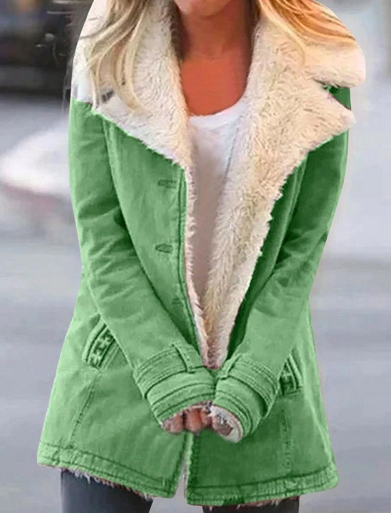 Fleece Lined Button-Up Coat