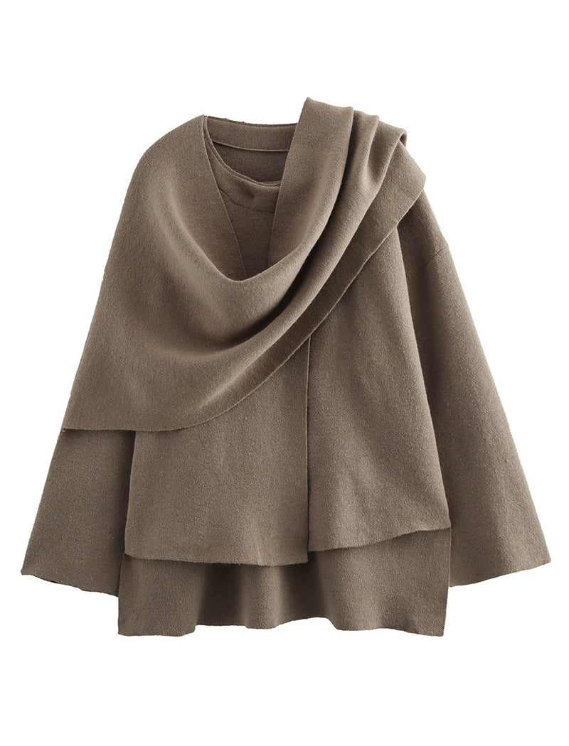 Asymmetrical Scarf Short Knitted Coat