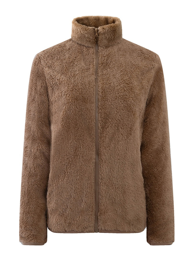 Fleece Zip-Up Jacket with Stand Collar