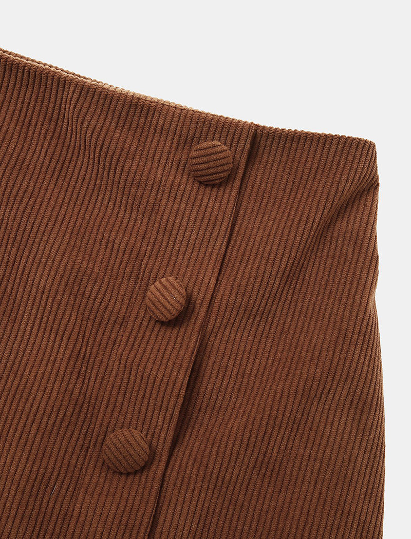 Corduroy Mini Skirt with Button Details