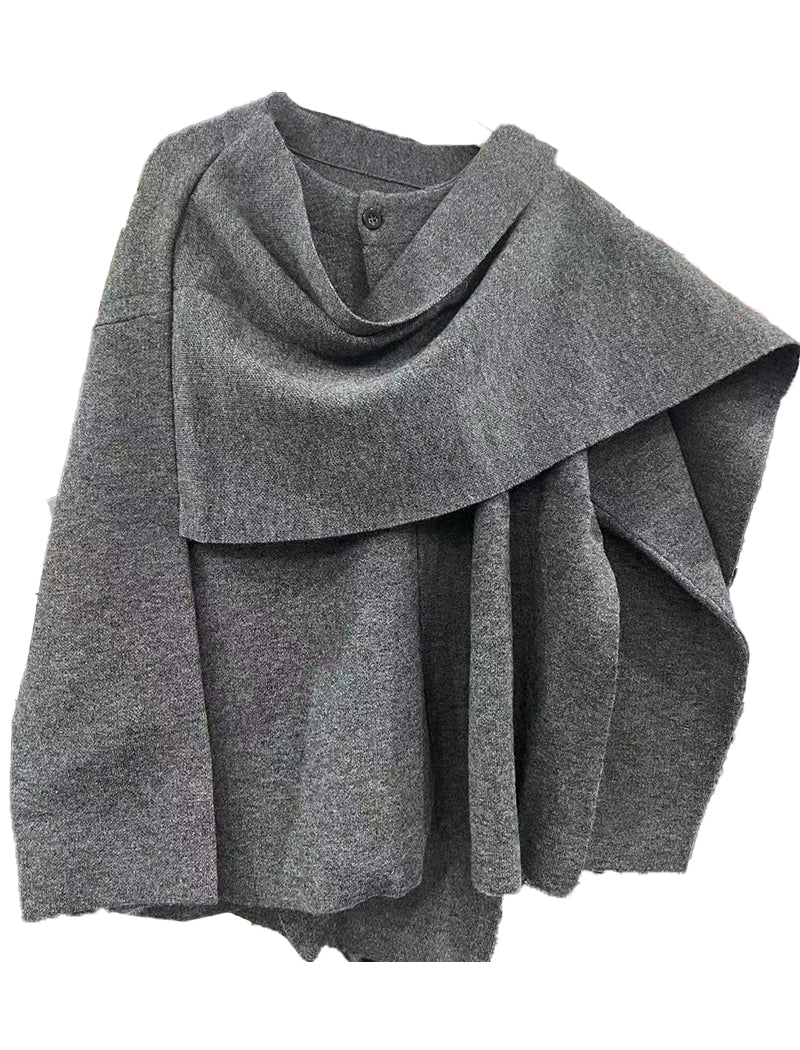 Asymmetrical Scarf Short Knitted Coat