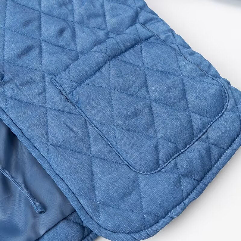 Ruffle Collar Quilted Jacket