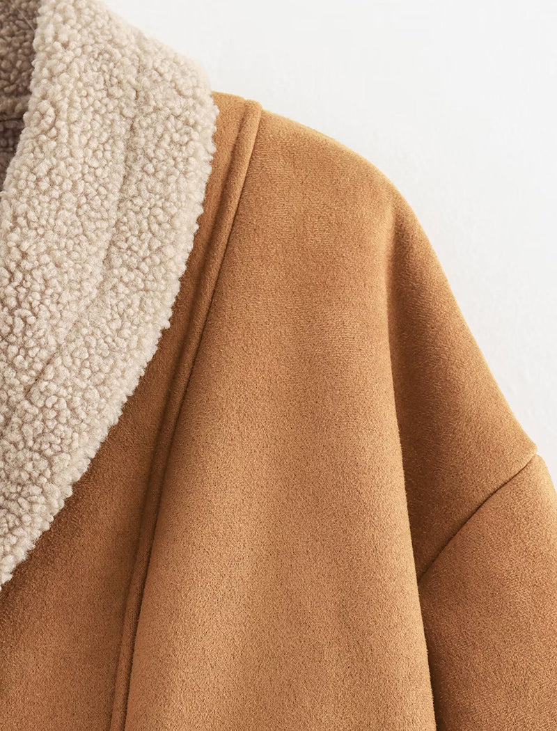 Oversized Faux Shearling Lined Coat