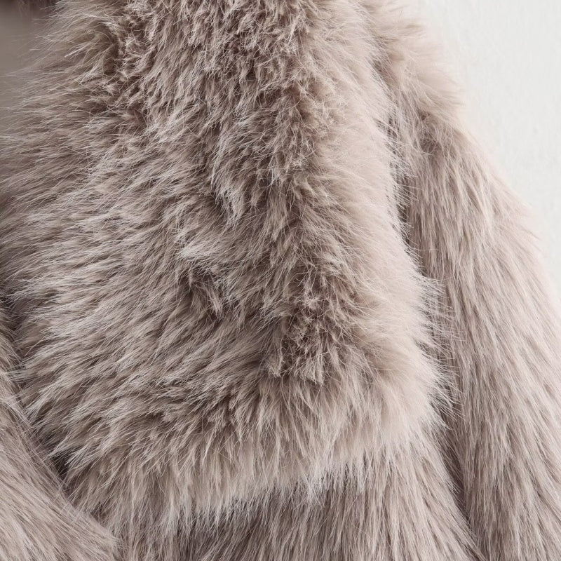 Loose Faux Fur Collar Coat