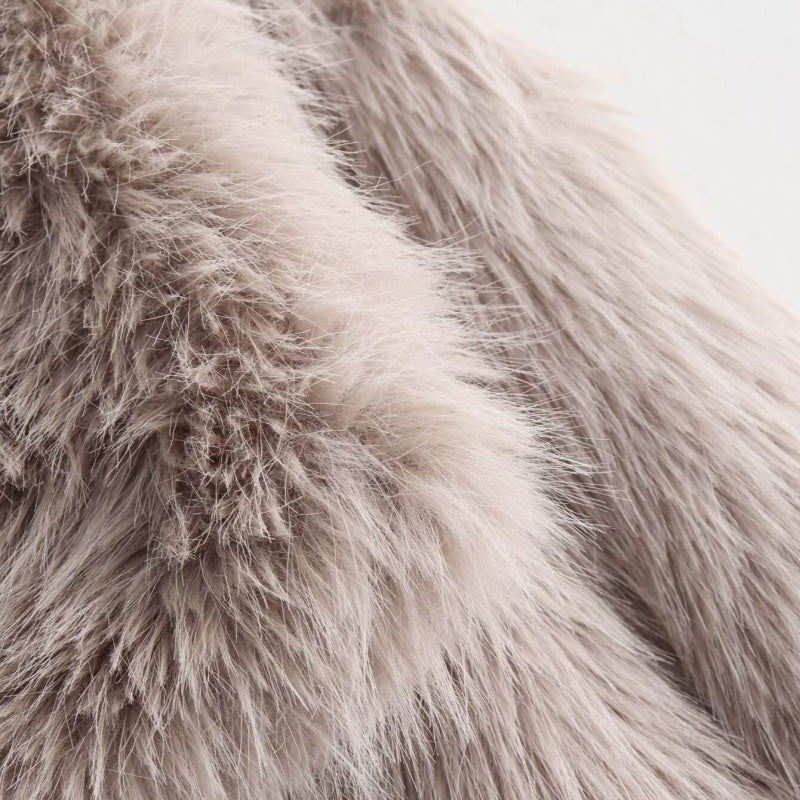 Loose Faux Fur Collar Coat