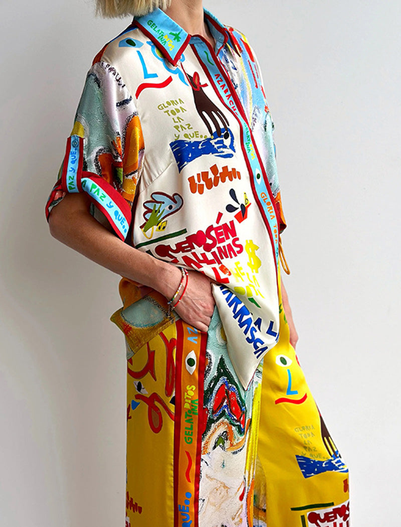 Colorful Print Shirt and Pants Set