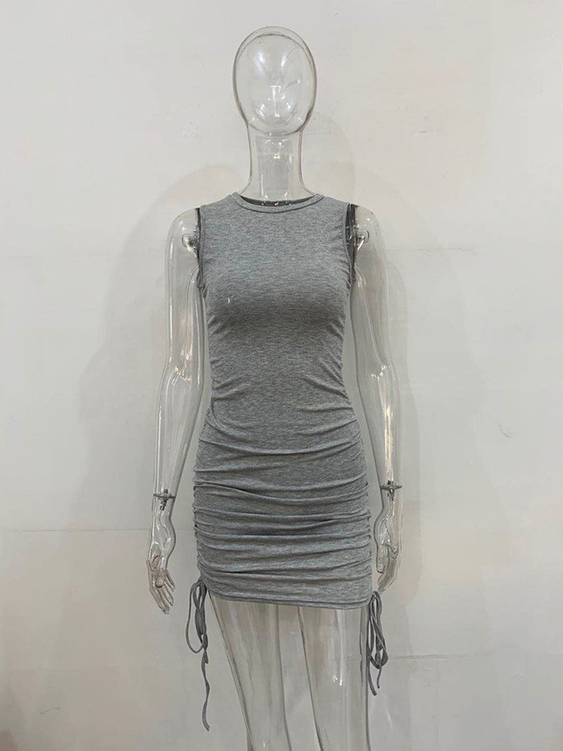 Drawstring Ruched Bodycon Mini Dress