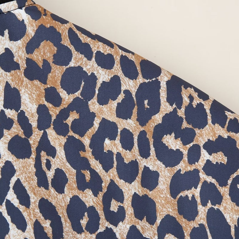 Leopard Print Zip-Up Puffer Jacket