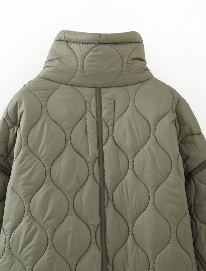 Quilted High-Collar Oversized Jacket