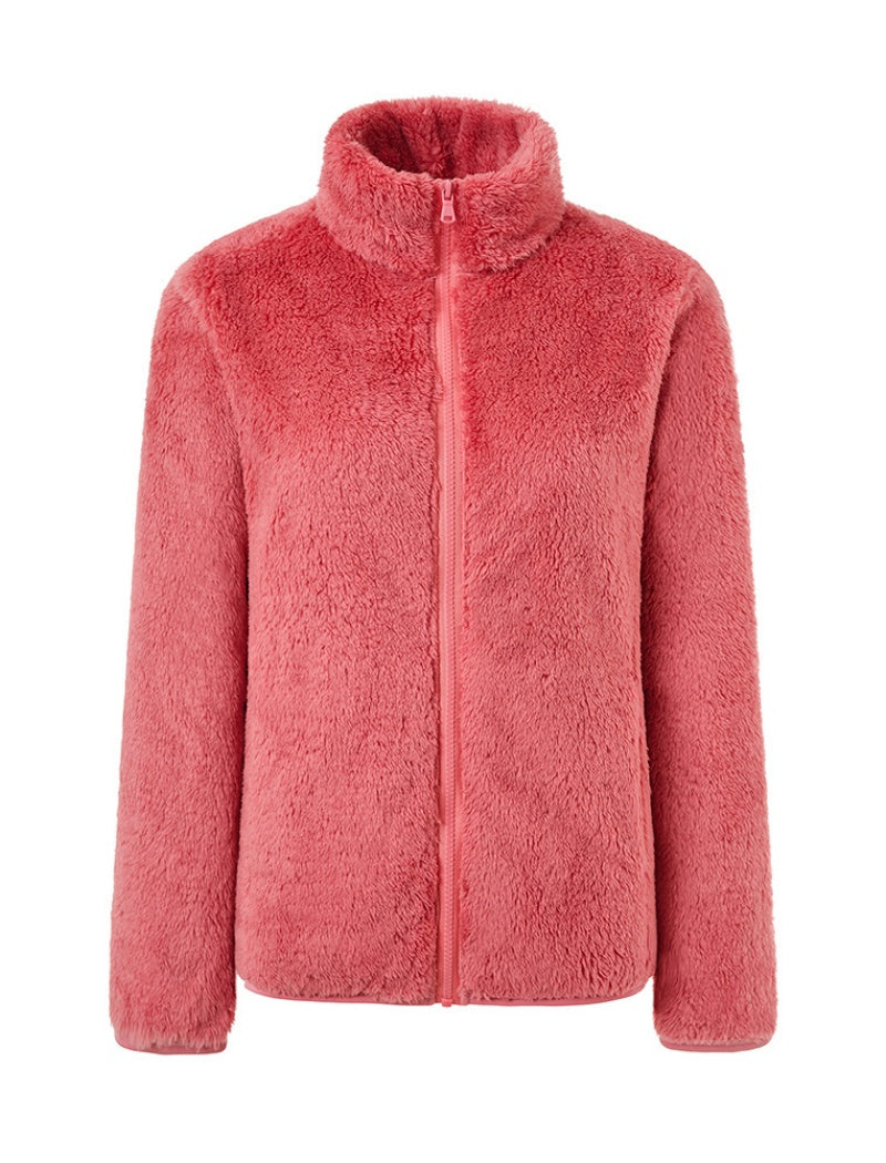 Fleece Zip-Up Jacket with Stand Collar