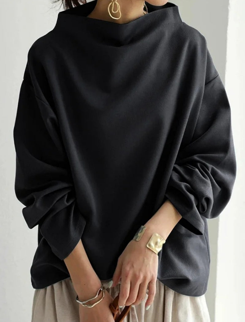 Relaxed Fit Mock Neck Top