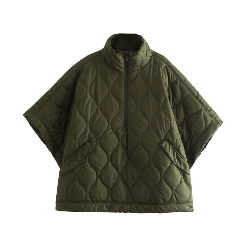 Cape Style Zip Up Coat