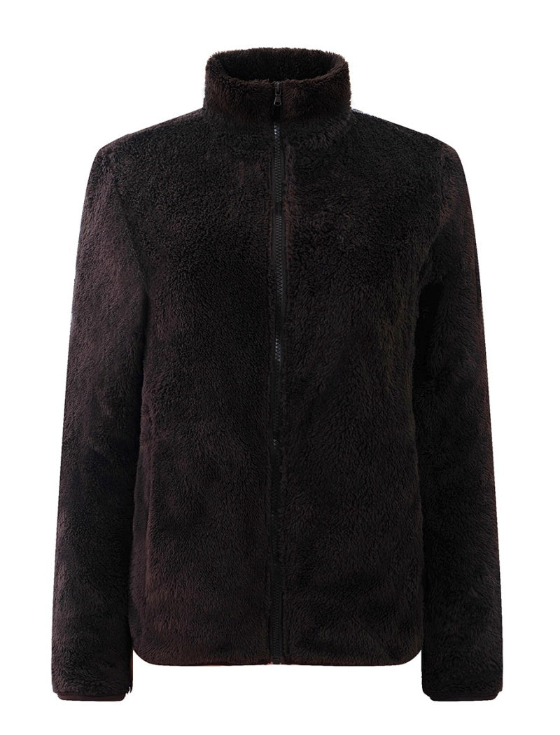 Fleece Zip-Up Jacket with Stand Collar
