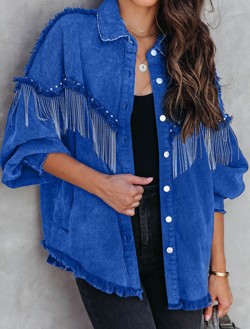 Fringed Frayed Denim Jacket