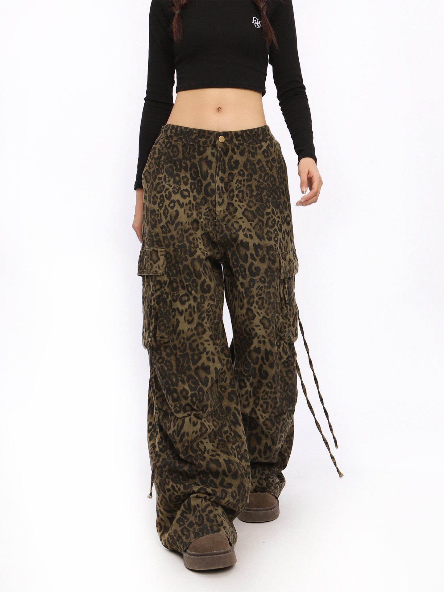 Leopard Print Cargo Pants