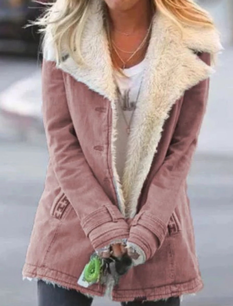 Fleece Lined Button-Up Coat