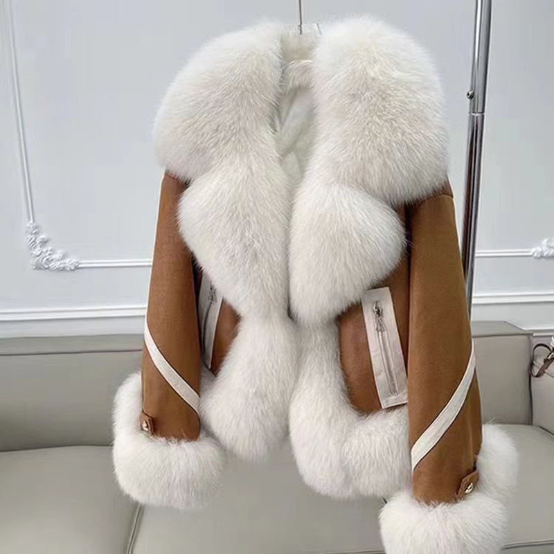 Faux Fur Collar Cropped Jacket