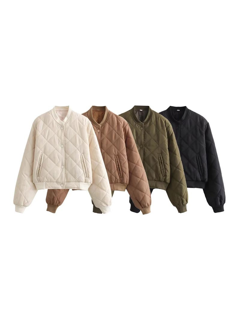 Quilted Cropped Bomber Jacket