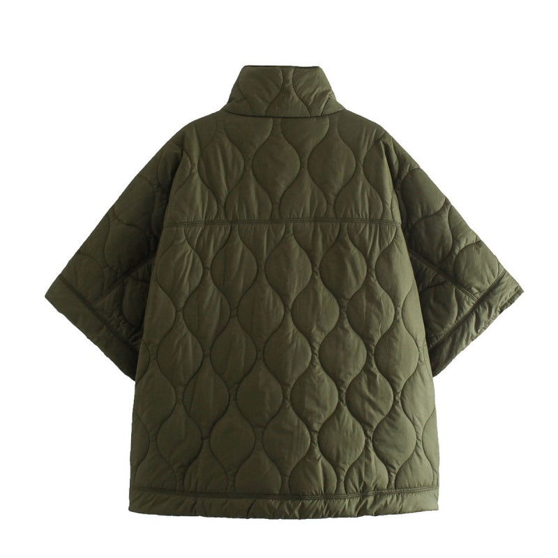 Cape Style Zip Up Coat