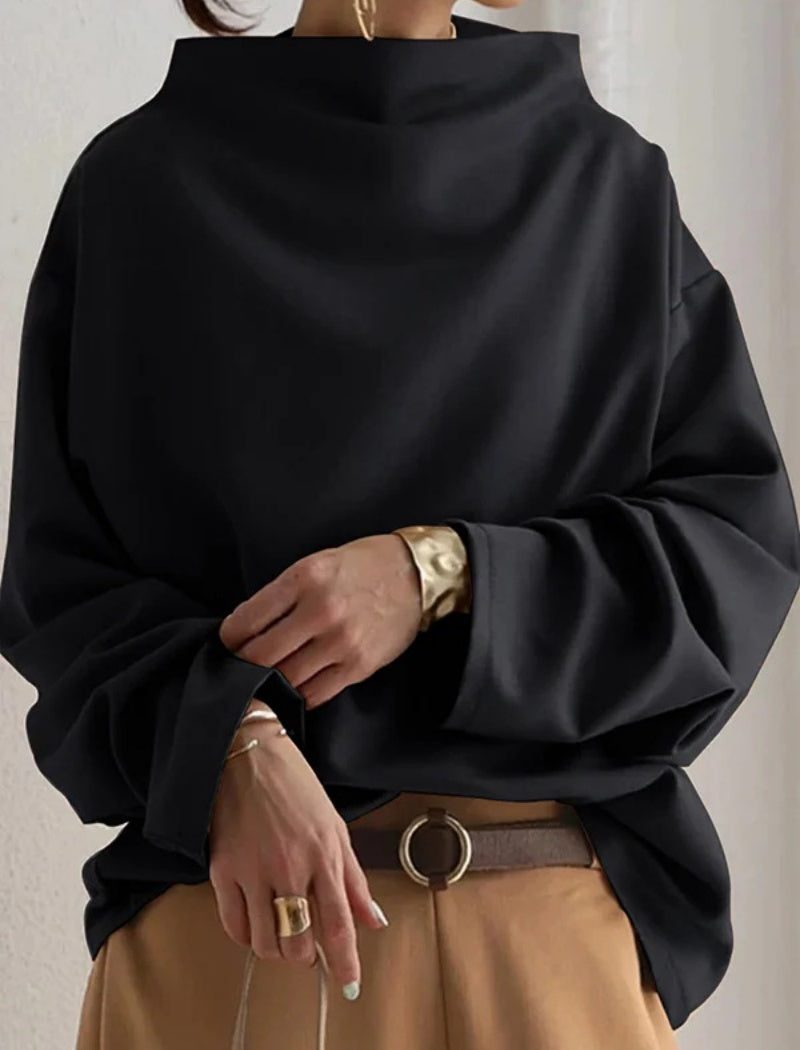 Relaxed Fit Mock Neck Top