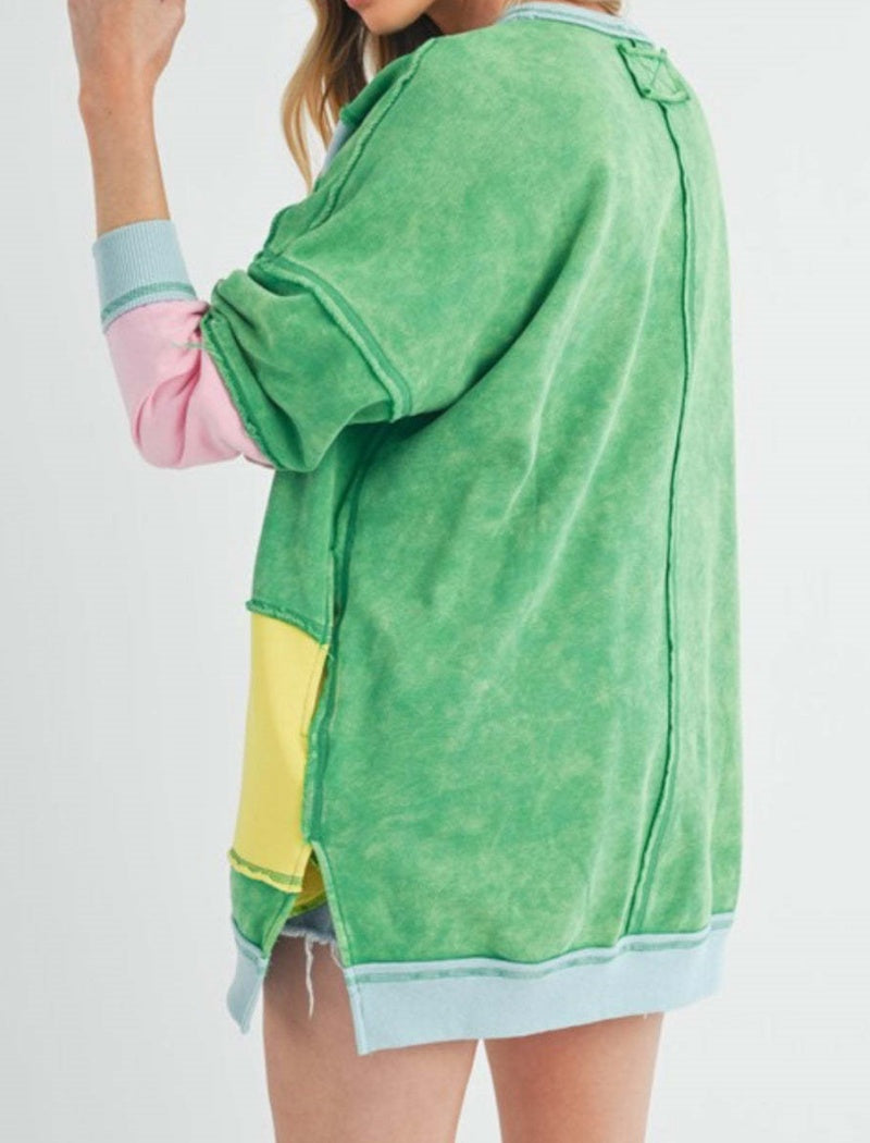 Oversized Striped Colorblock Top