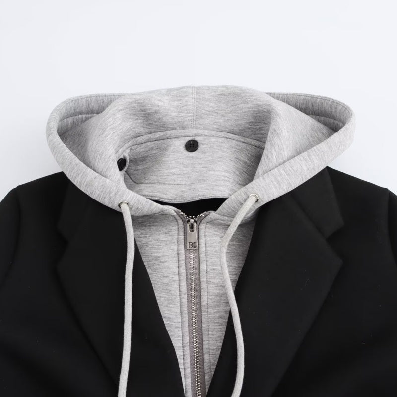 Layered Hoodie Longline Coat