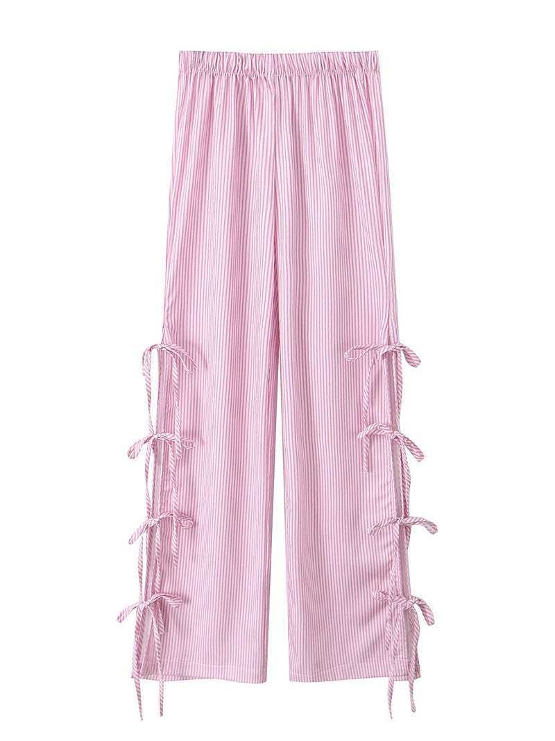 Gingham Side-Bow Pants