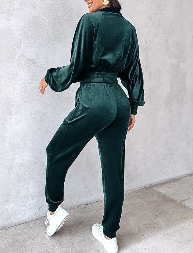Zip-Up Cropped Jacket and Jogger Set