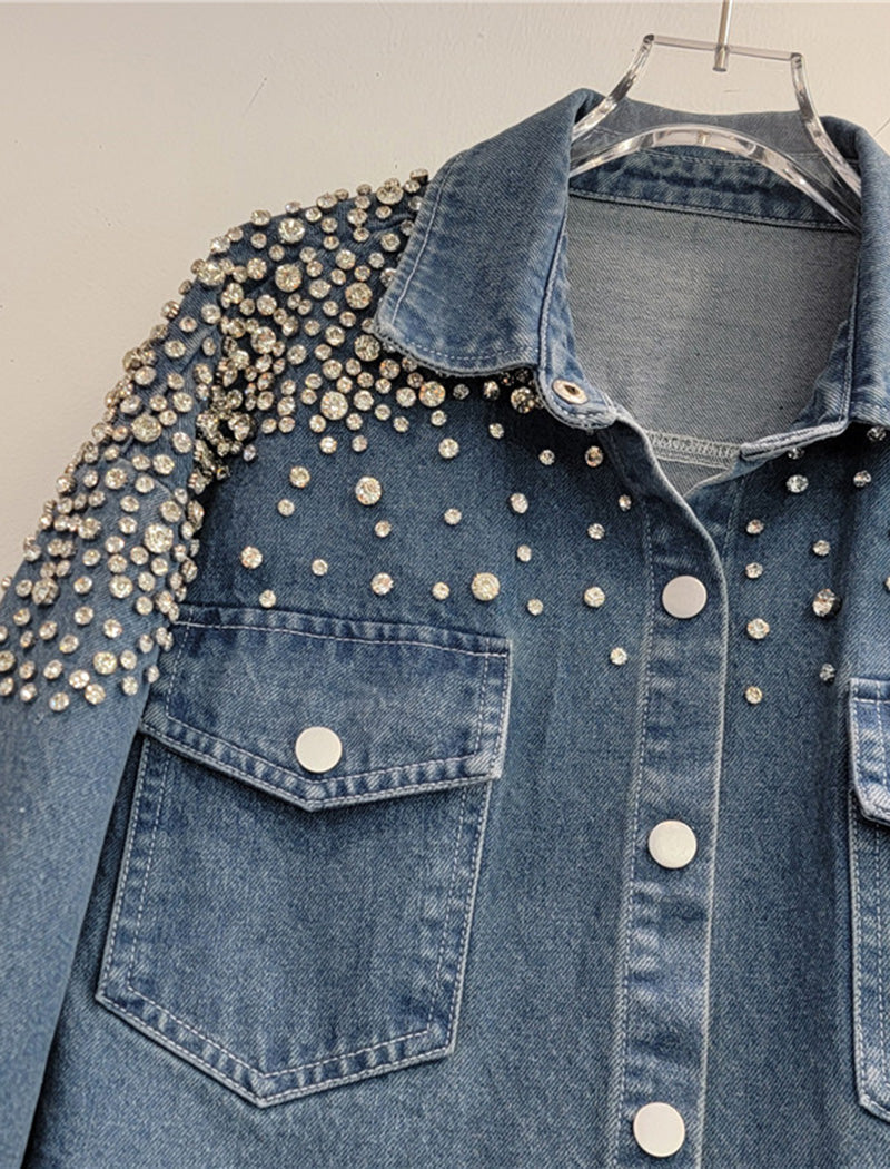 Embellished Oversized Denim Shirt