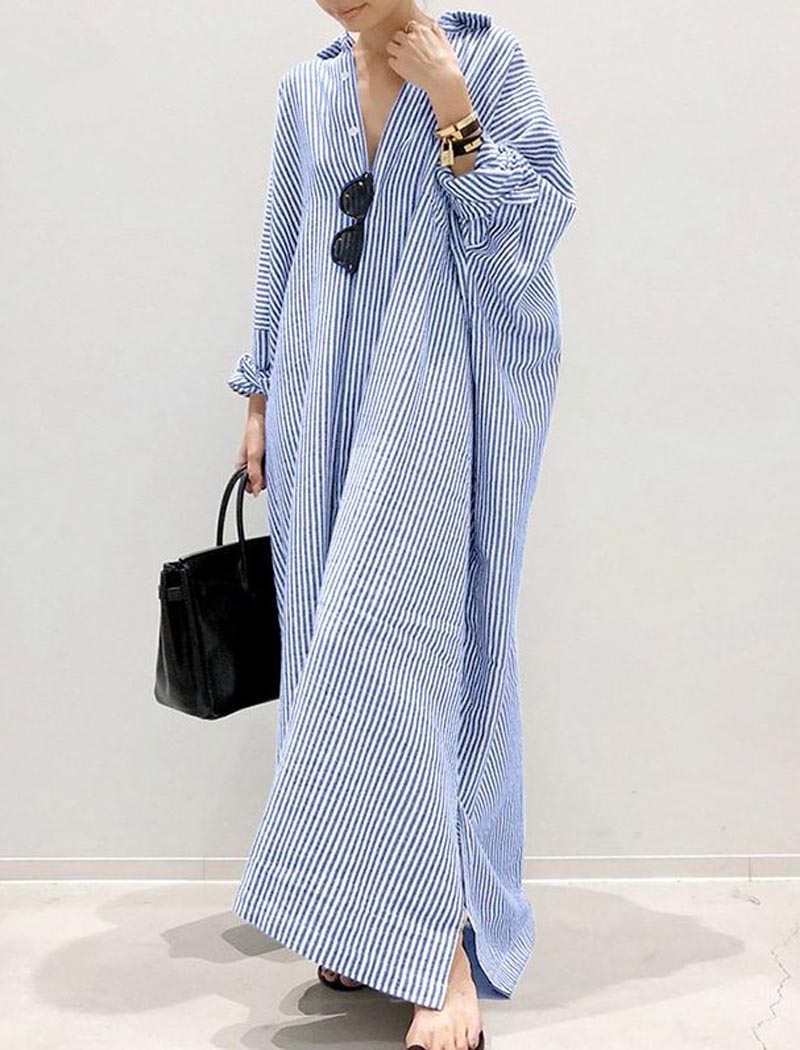 Oversized Striped Maxi Dress